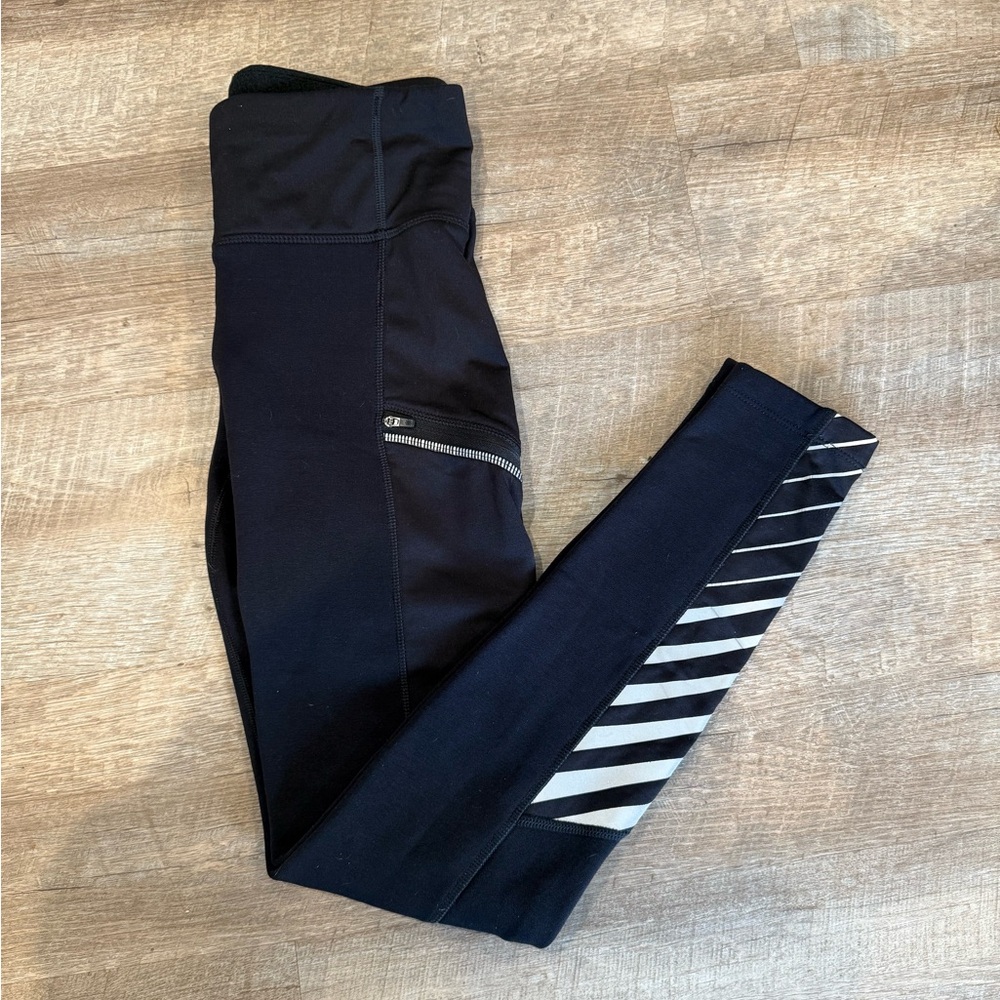 Athleta Polartec Fleece Lined Reflective Leggings Size M